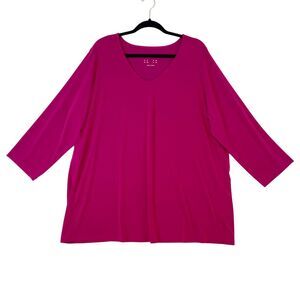 Susan Graver Top Modern Essentials Women's 2X Pink Liquid Knit Slinky‎ Stretchy
